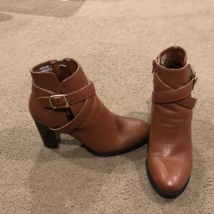 Cognac heeled ankle boots